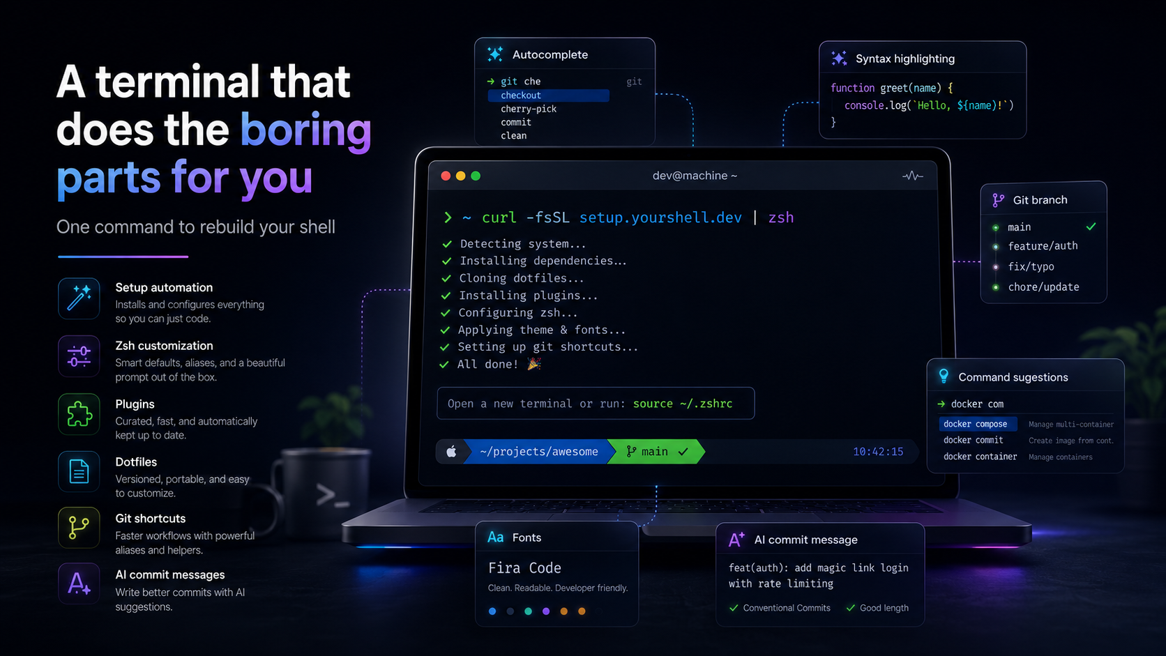 A terminal that does the boring parts for you